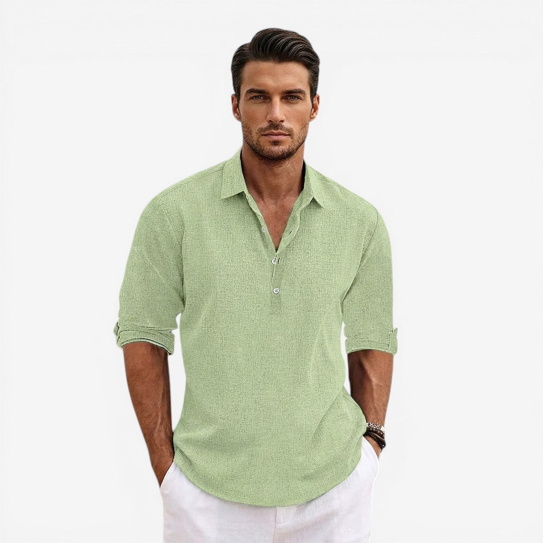 Jorvalore | Men’s Long Sleeve Summer Shirt Linen Blend Cool Comfortable
