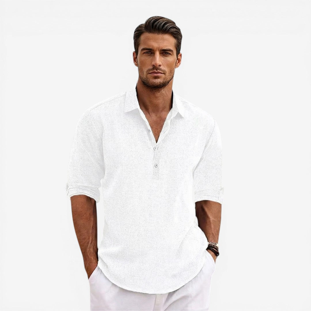 Jorvalore | Men’s Long Sleeve Summer Shirt Linen Blend Cool Comfortable