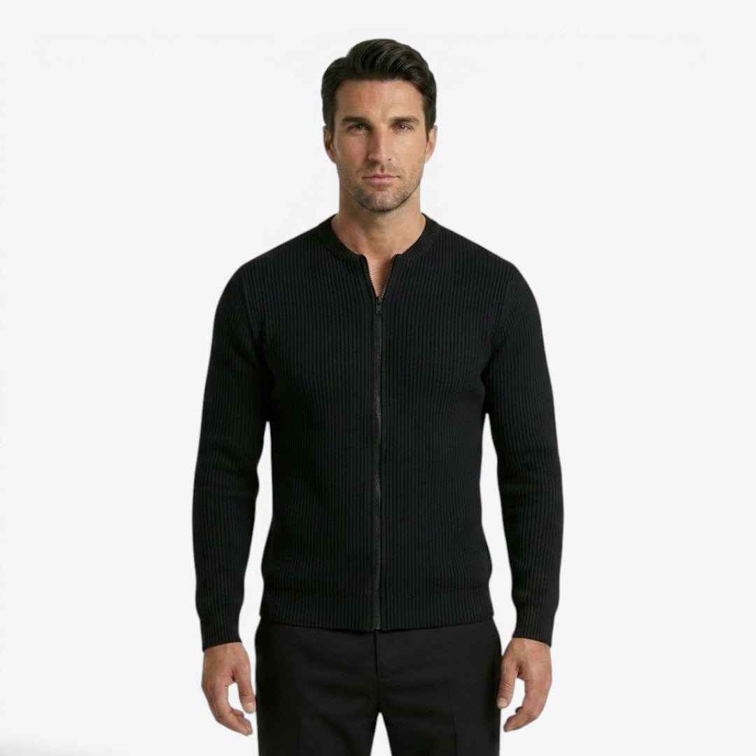 Jorvalore | Men's Loose Fit Knit Cardigan with Full Zip Closure