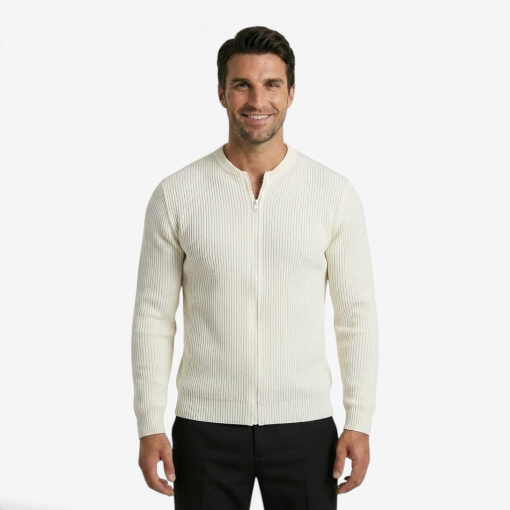 Jorvalore | Men's Loose Fit Knit Cardigan with Full Zip Closure