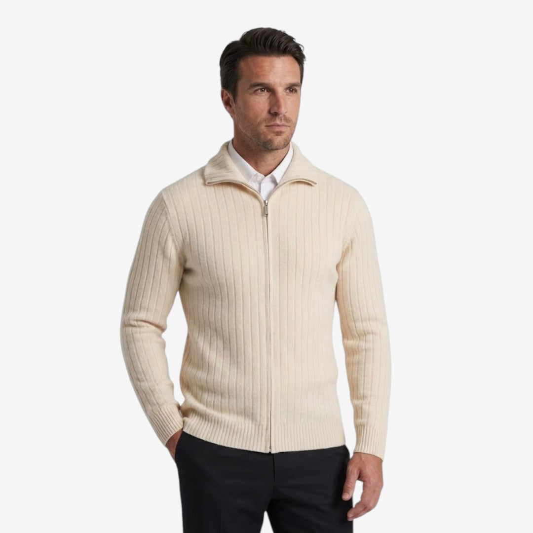 Jorvalore | Men's Merino Wool Full Zip Cardigan Warm Winter Knitwear