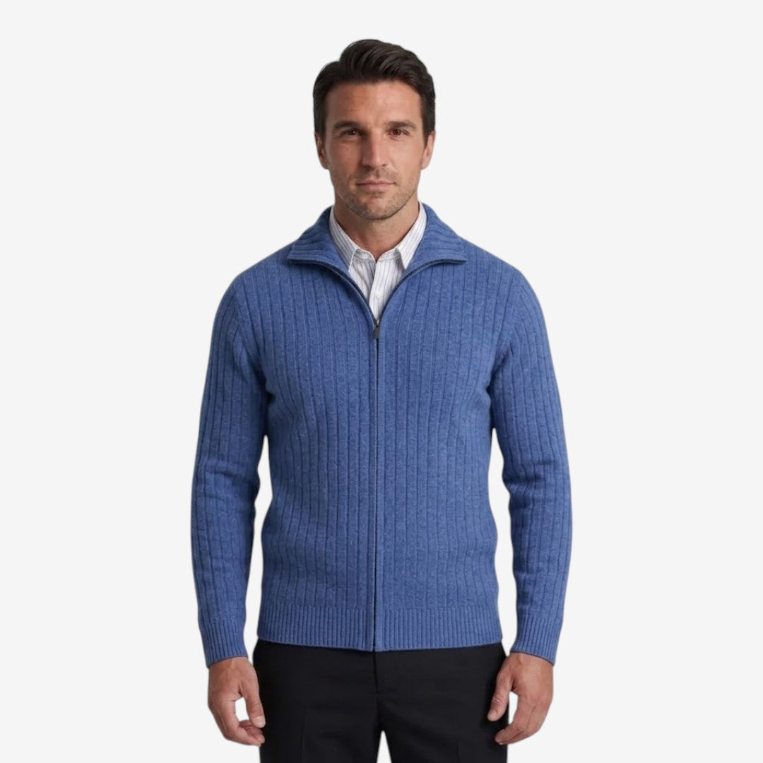 Jorvalore | Men's Merino Wool Full Zip Cardigan Warm Winter Knitwear