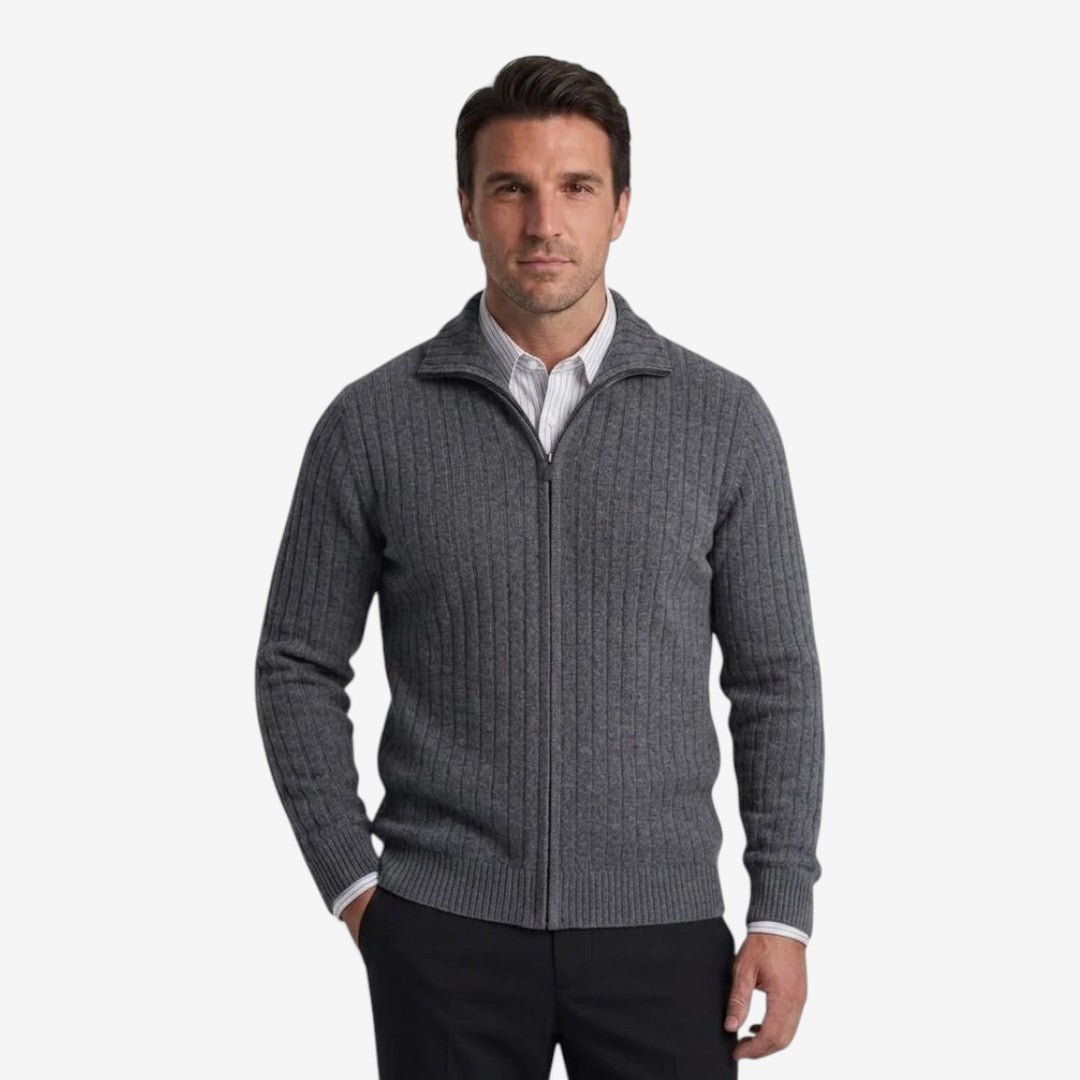 Jorvalore | Men's Merino Wool Full Zip Cardigan Warm Winter Knitwear