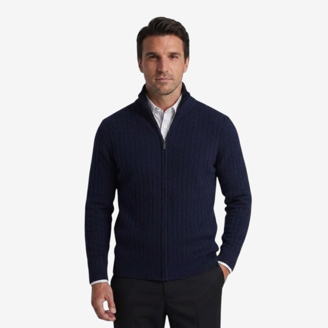 Jorvalore | Men's Merino Wool Full Zip Cardigan Warm Winter Knitwear
