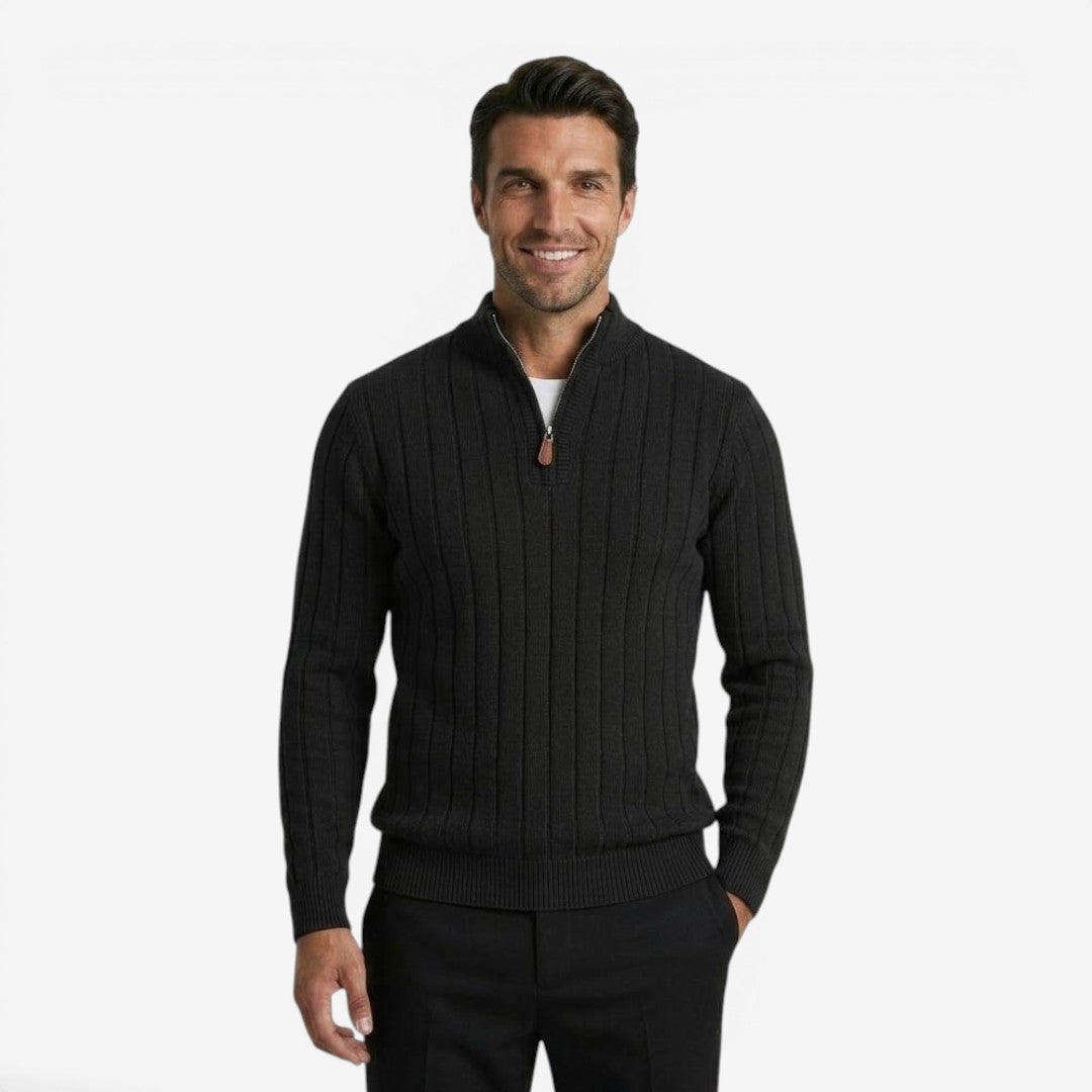 Jorvalore | Men's Quarter Zip Knit Jumper Classic Smart Casual Warm Layer