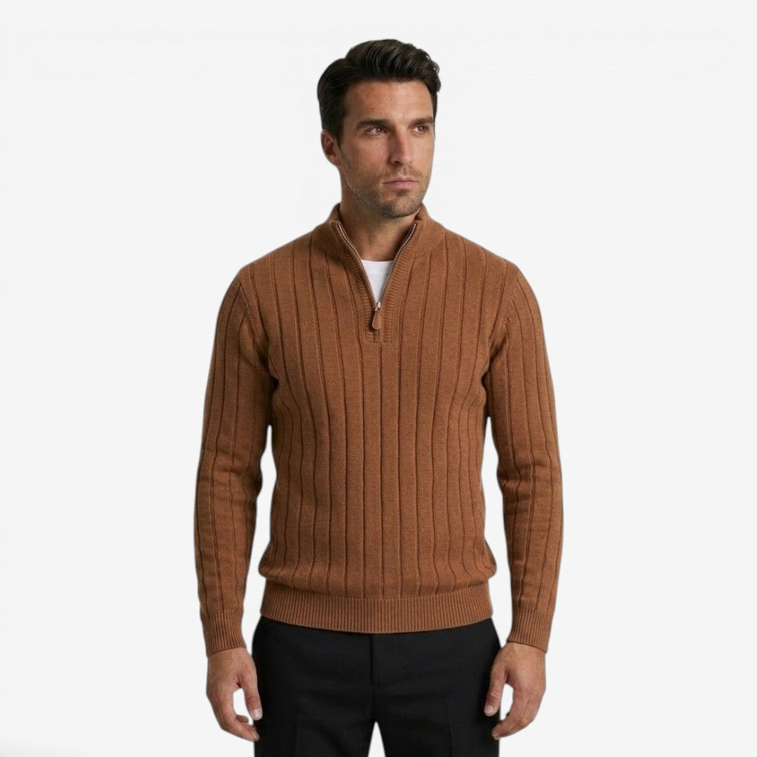 Jorvalore | Men's Quarter Zip Knit Jumper Classic Smart Casual Warm Layer