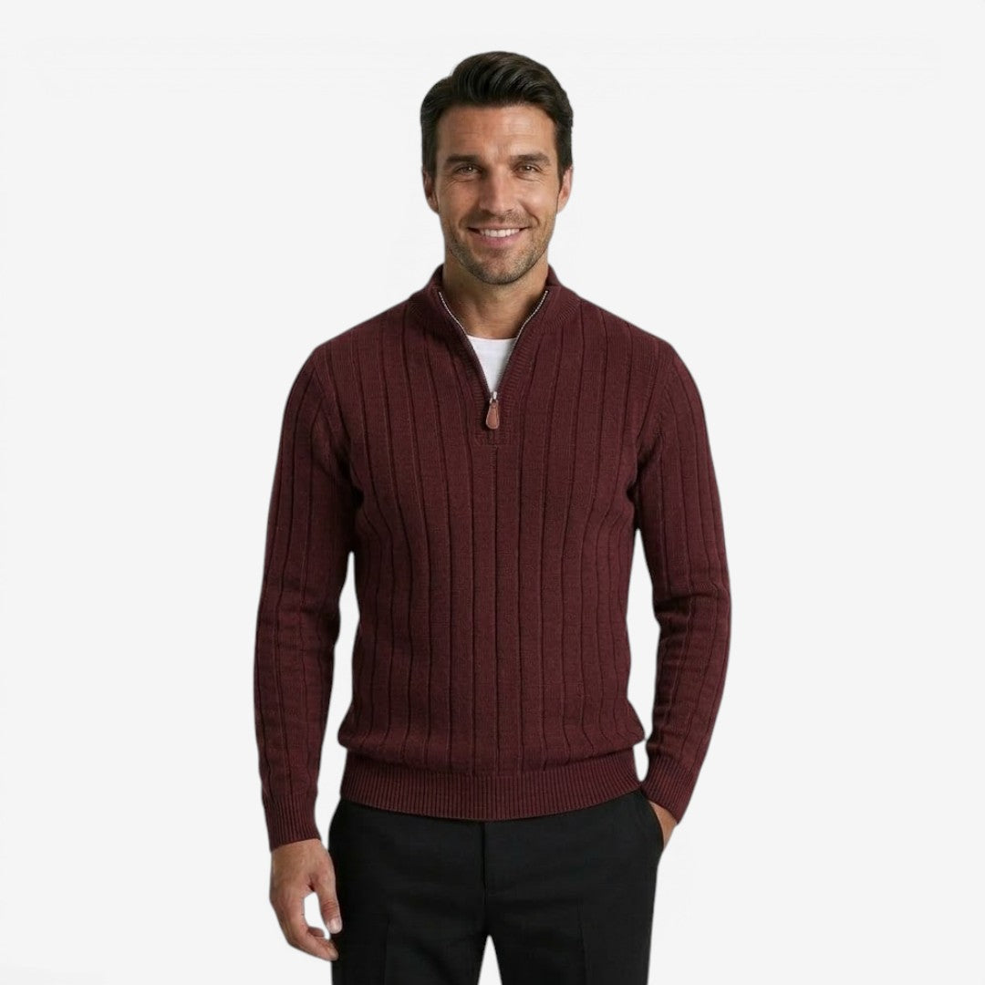 Jorvalore | Men's Quarter Zip Knit Jumper Classic Smart Casual Warm Layer