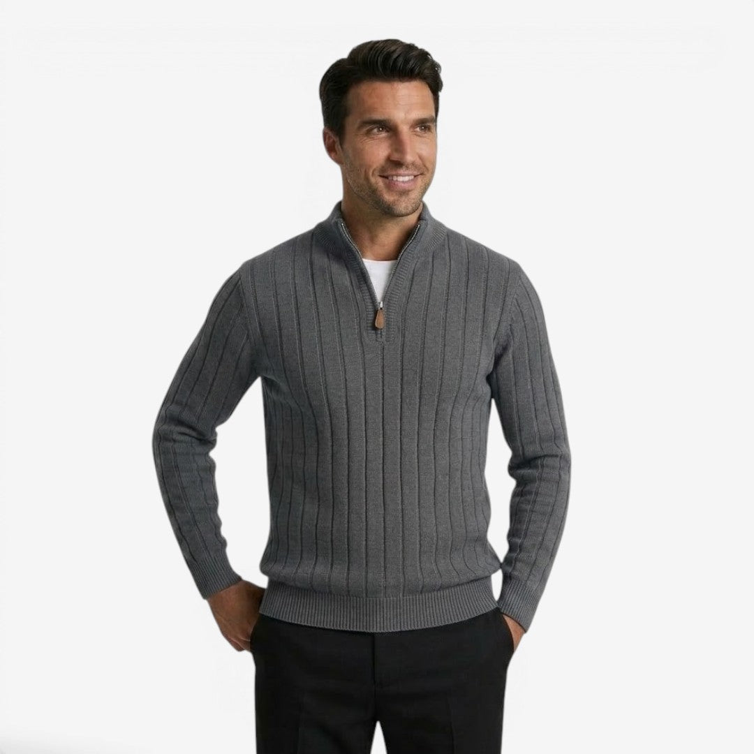 Jorvalore | Men's Quarter Zip Knit Jumper Classic Smart Casual Warm Layer