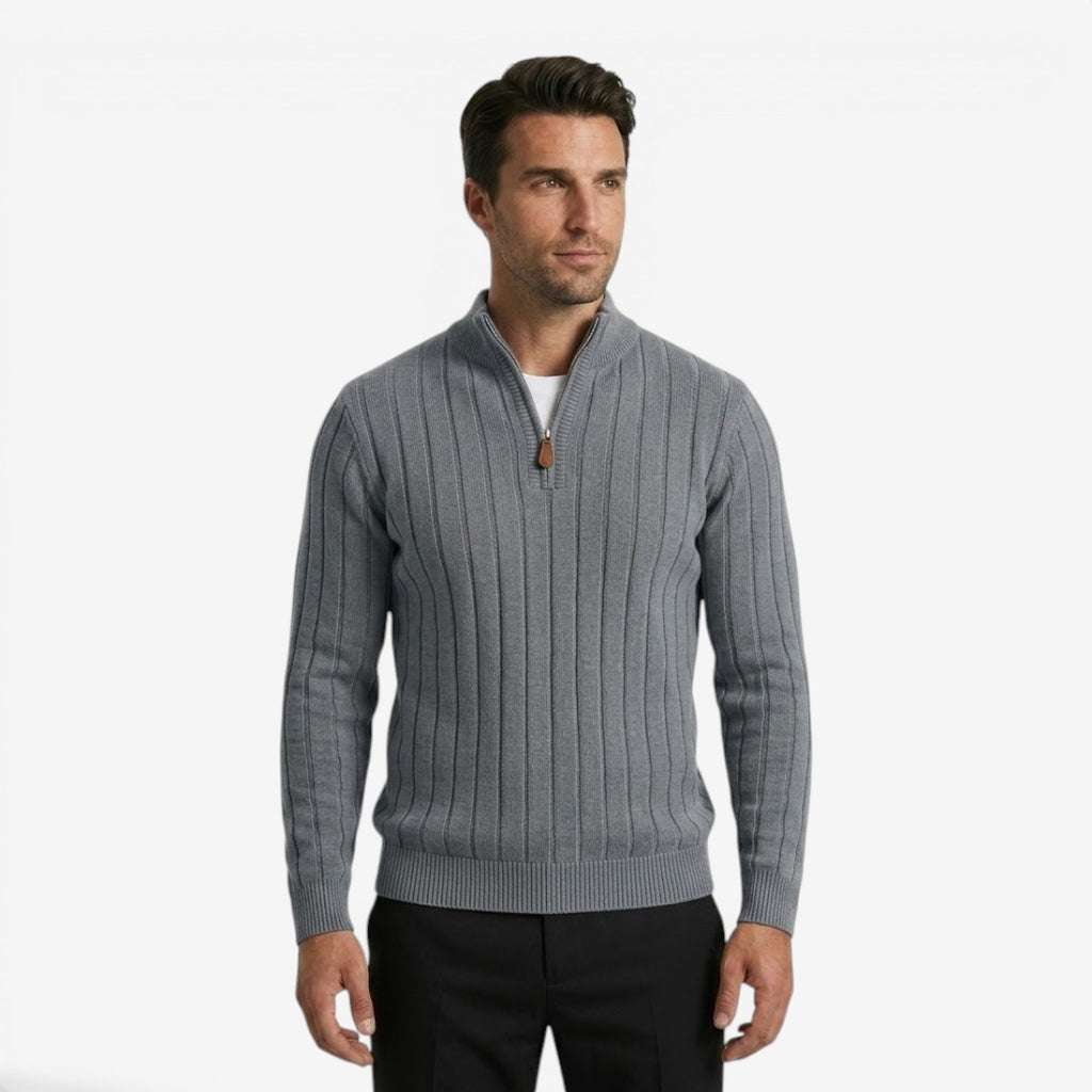 Jorvalore | Men's Quarter Zip Knit Jumper Classic Smart Casual Warm Layer