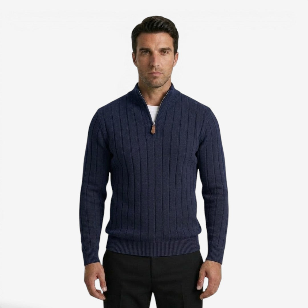 Jorvalore | Men's Quarter Zip Knit Jumper Classic Smart Casual Warm Layer