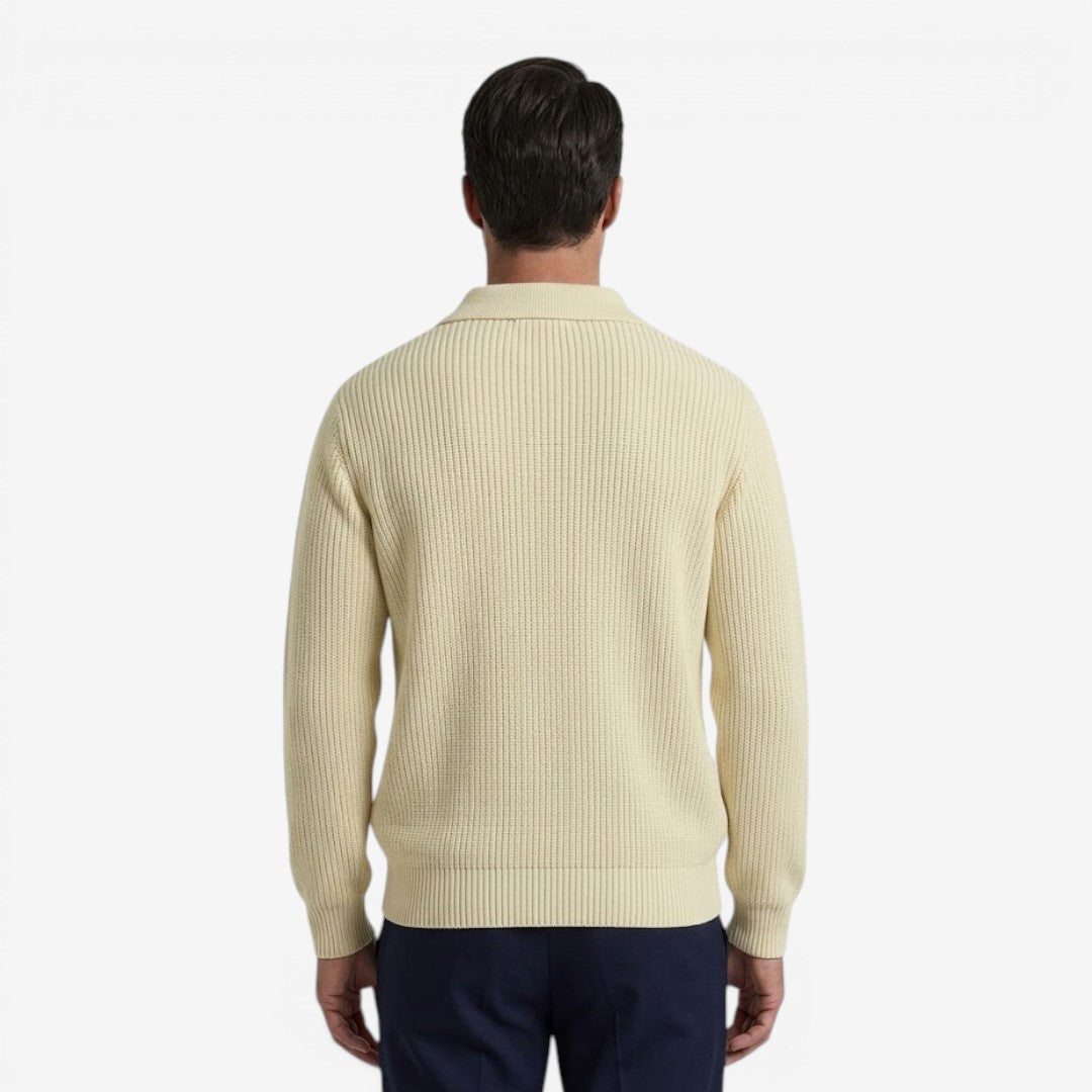 Jorvalore | Men's Quarter Zip Knit Jumper Soft Warm Polo Collar