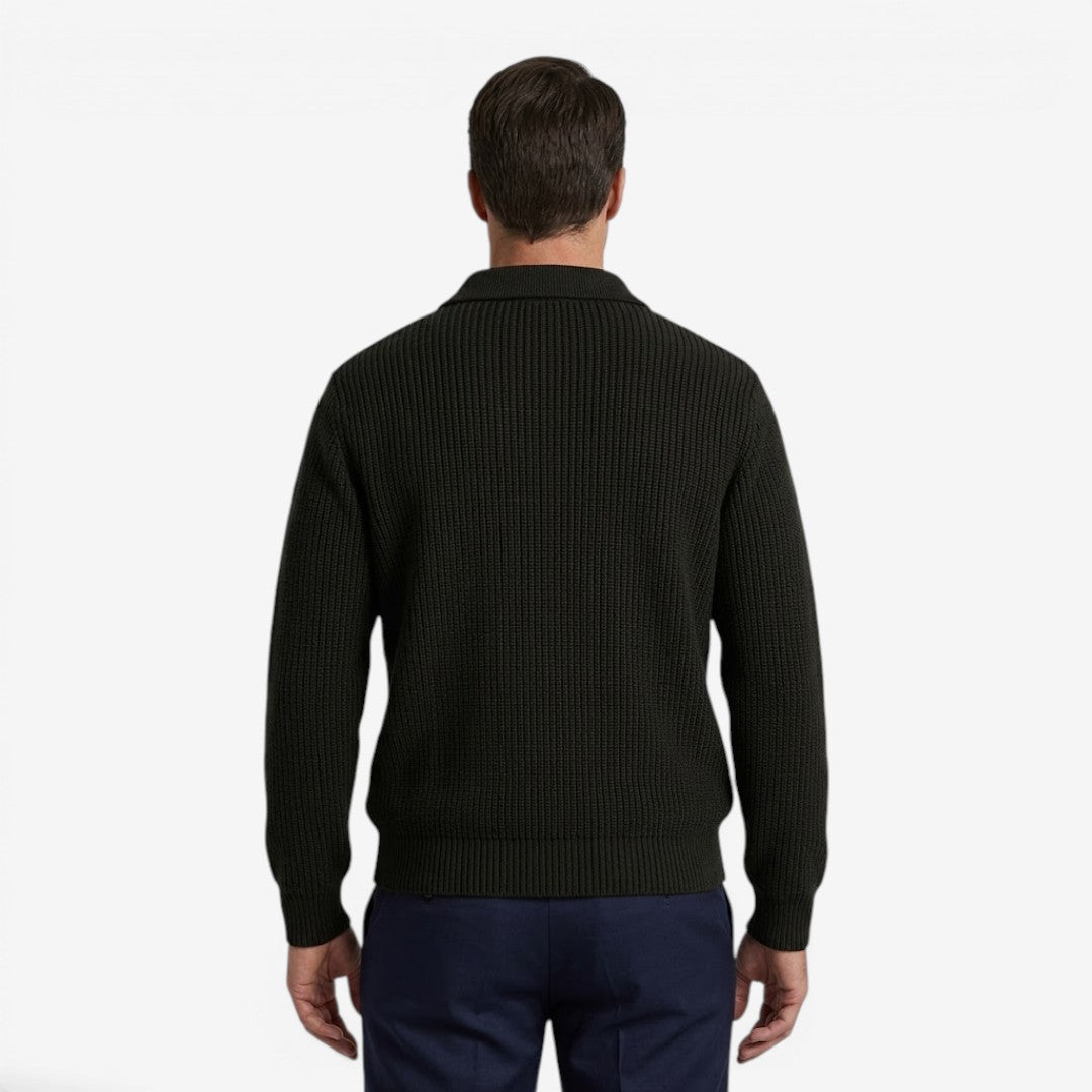 Jorvalore | Men's Quarter Zip Knit Jumper Soft Warm Polo Collar