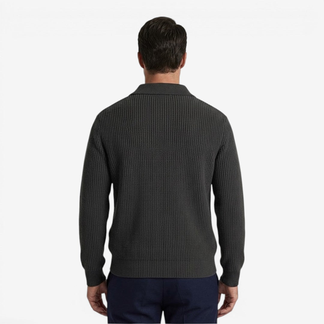Jorvalore | Men's Quarter Zip Knit Jumper Soft Warm Polo Collar