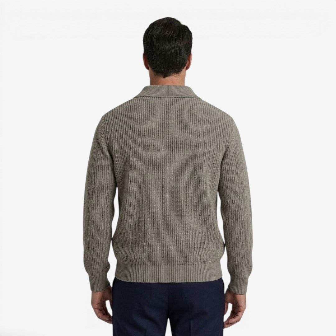 Jorvalore | Men's Quarter Zip Knit Jumper Soft Warm Polo Collar