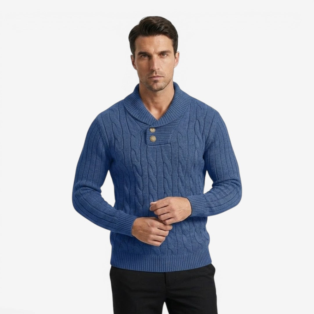 Jorvalore | Men's Ribbed Knit Button Neck Jumper for Autumn Winter