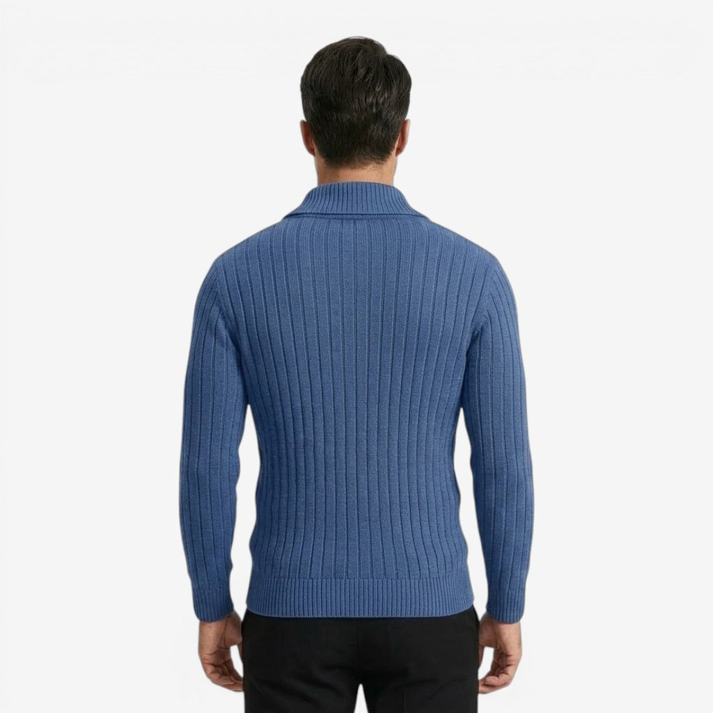Jorvalore | Men's Ribbed Knit Button Neck Jumper for Autumn Winter