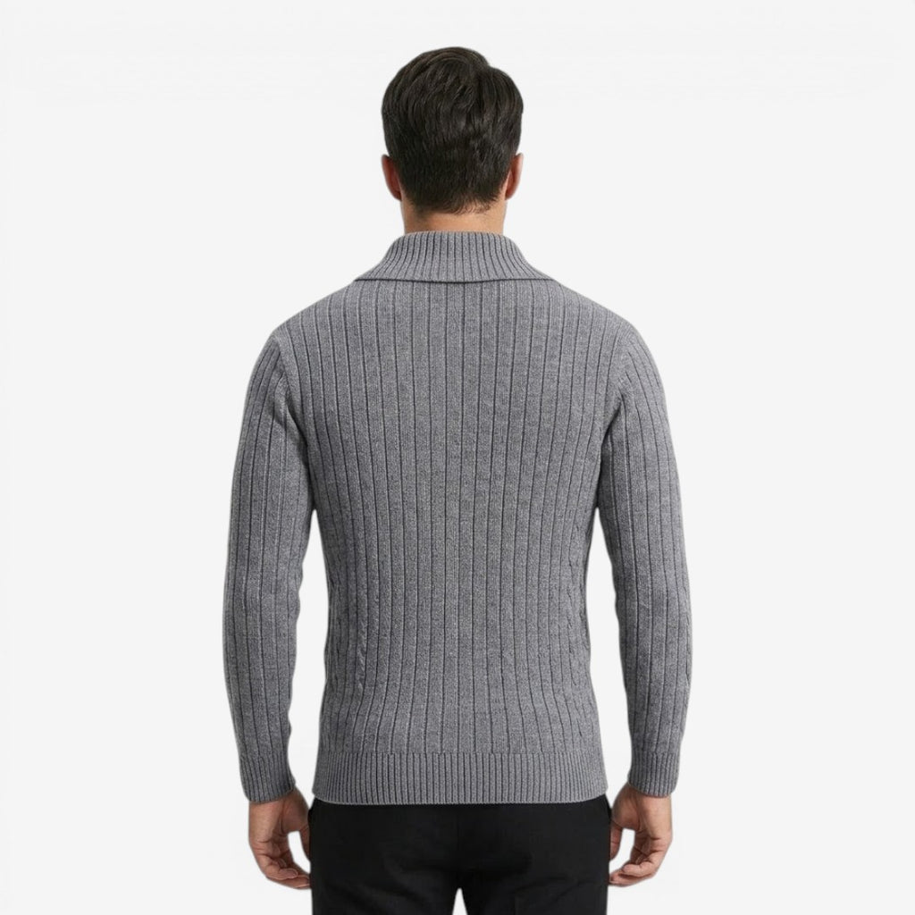 Jorvalore | Men's Ribbed Knit Button Neck Jumper for Autumn Winter