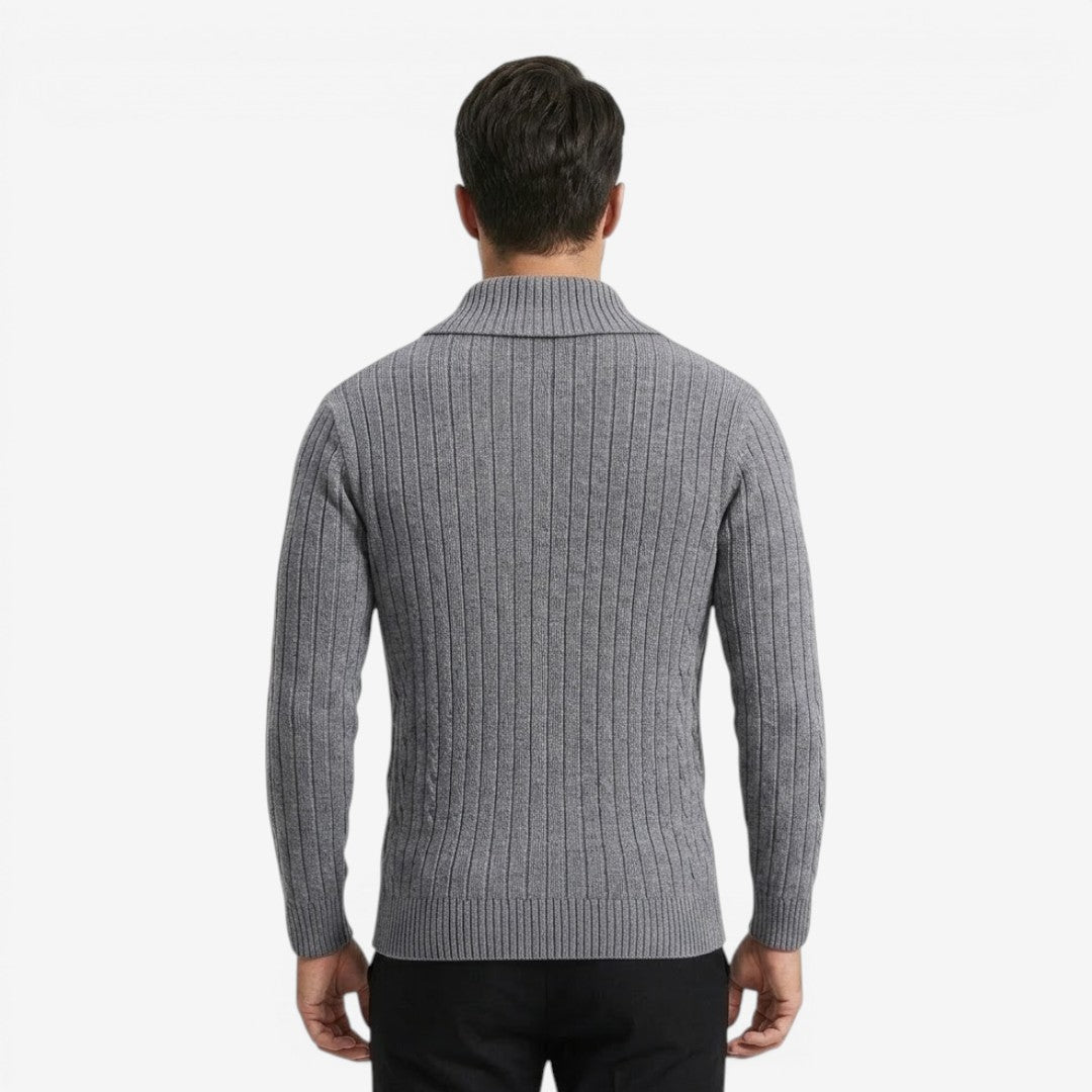 Jorvalore | Men's Ribbed Knit Button Neck Jumper for Autumn Winter