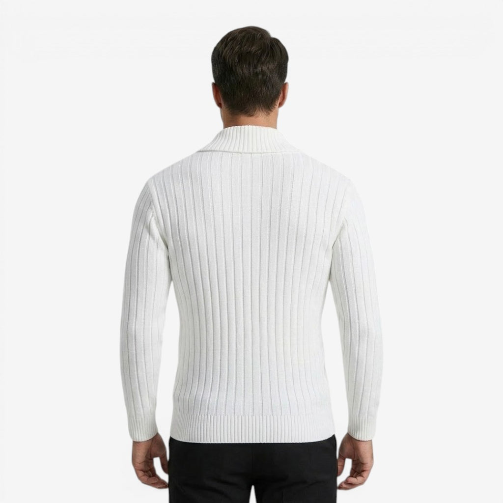 Jorvalore | Men's Ribbed Knit Button Neck Jumper for Autumn Winter
