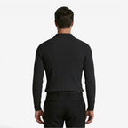 Jorvalore | Men's Ribbed Knit Long Sleeve Polo Shirt for Business Casual Wear