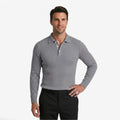 Jorvalore | Men's Ribbed Knit Long Sleeve Polo Shirt for Business Casual Wear