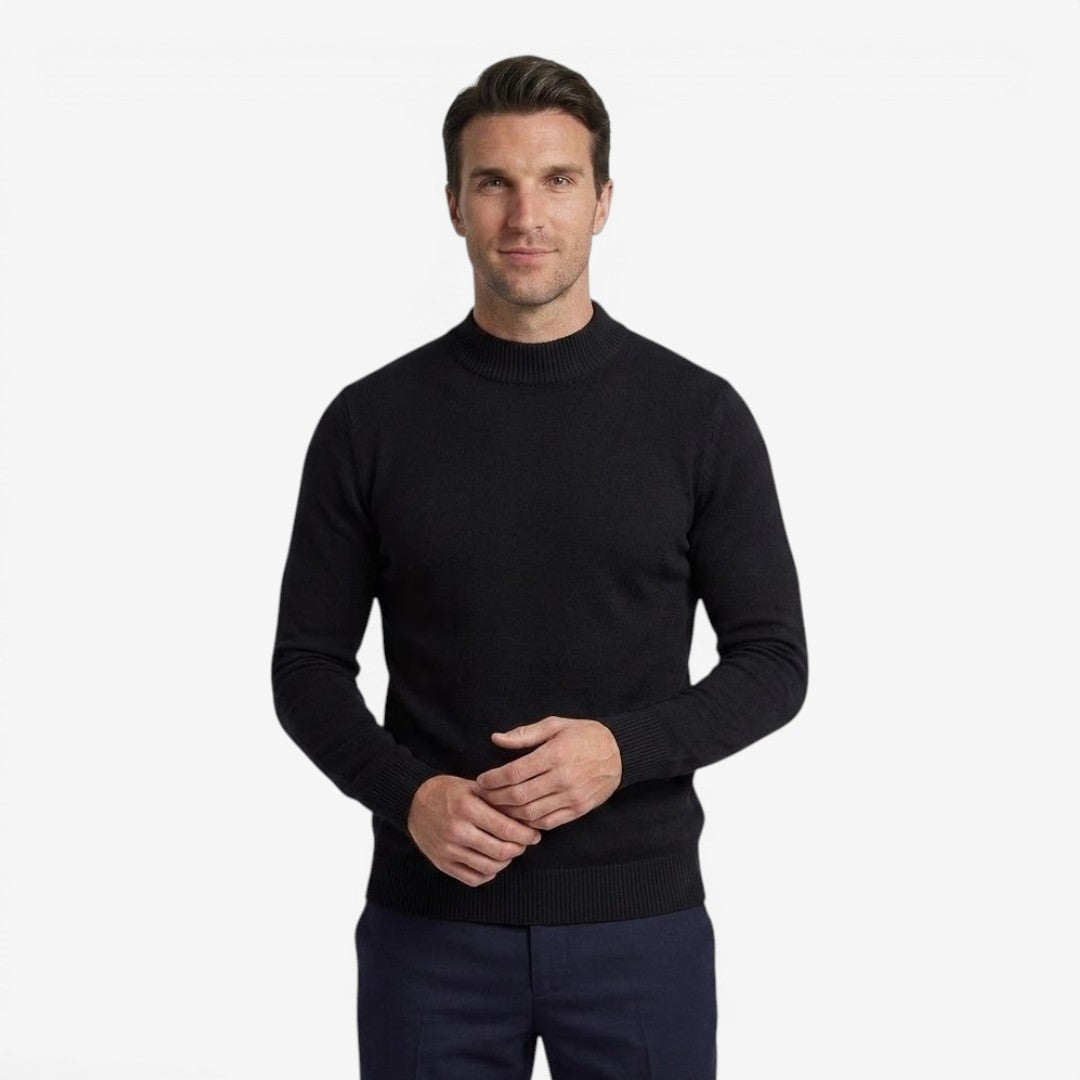 Jorvalore | Men's Ribbed Knit Mock Neck Jumper for Business Casual Wear