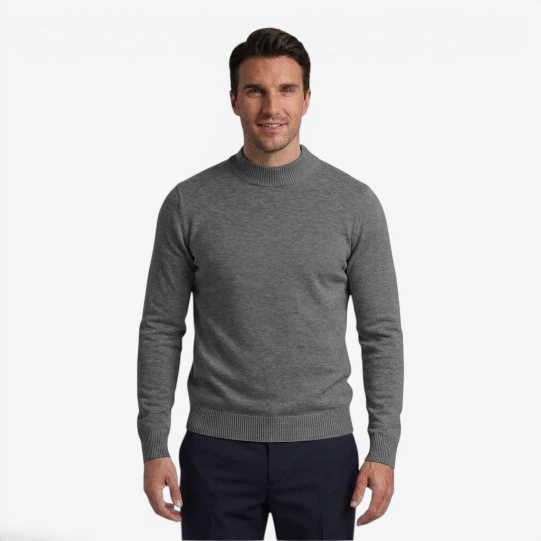 Jorvalore | Men's Ribbed Knit Mock Neck Jumper for Business Casual Wear