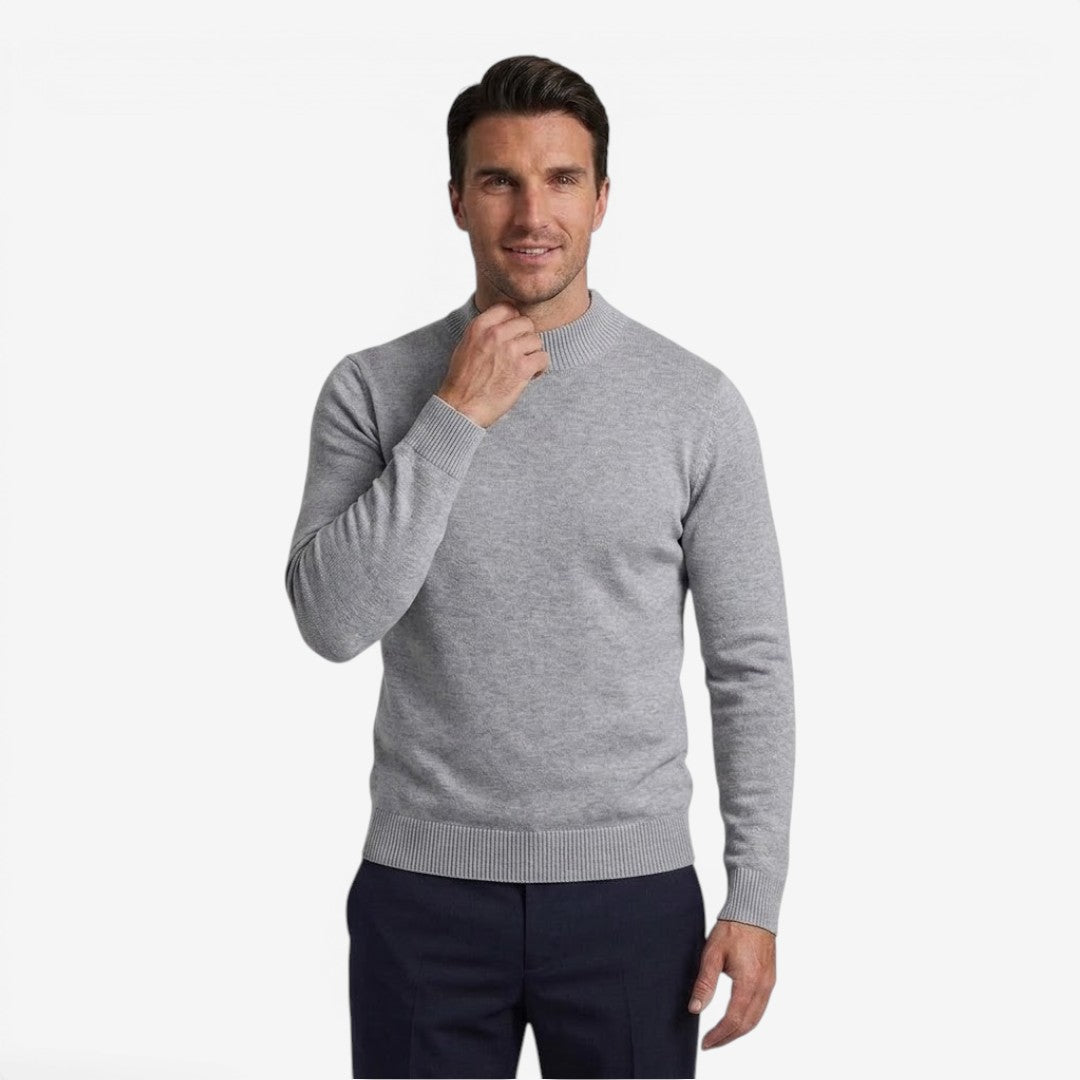 Jorvalore | Men's Ribbed Knit Mock Neck Jumper for Business Casual Wear