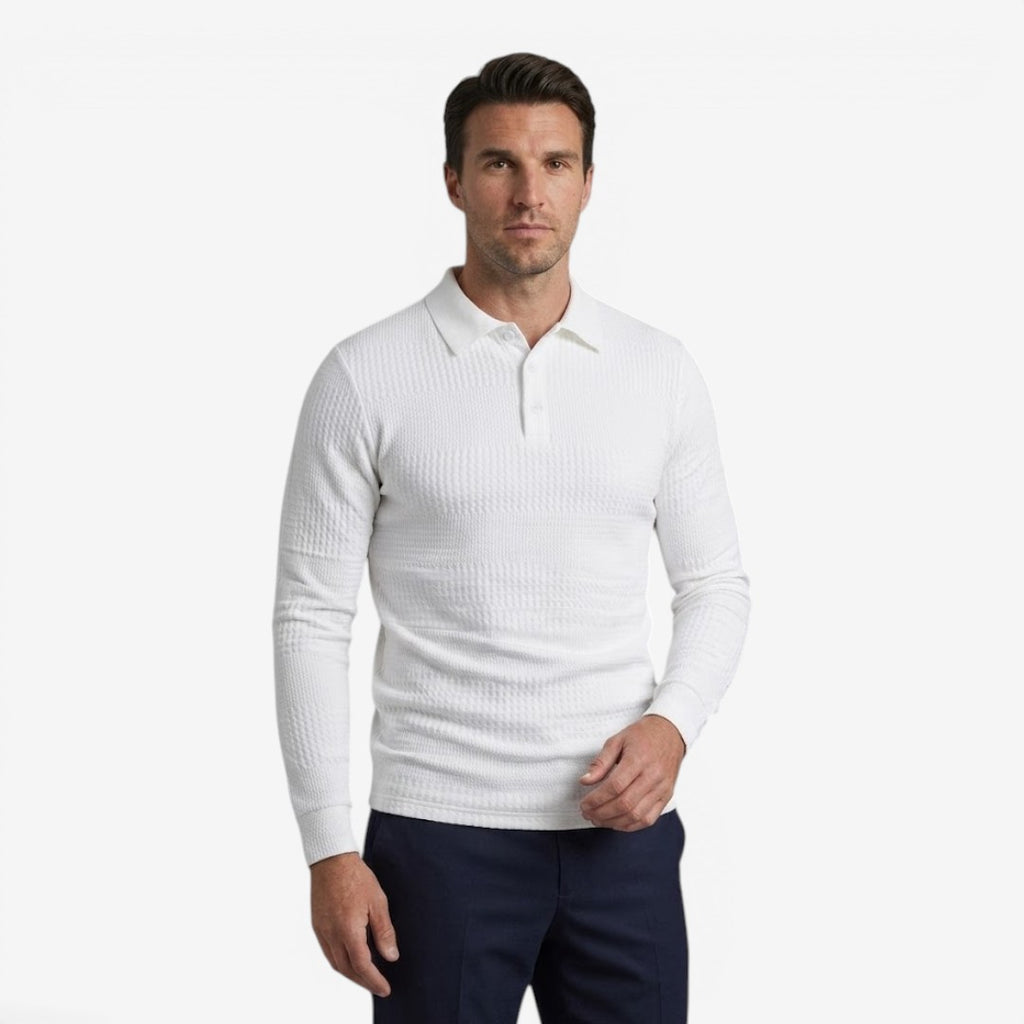 Jorvalore | Men's Ribbed Long Sleeve Shirt for Smart Casual Wear