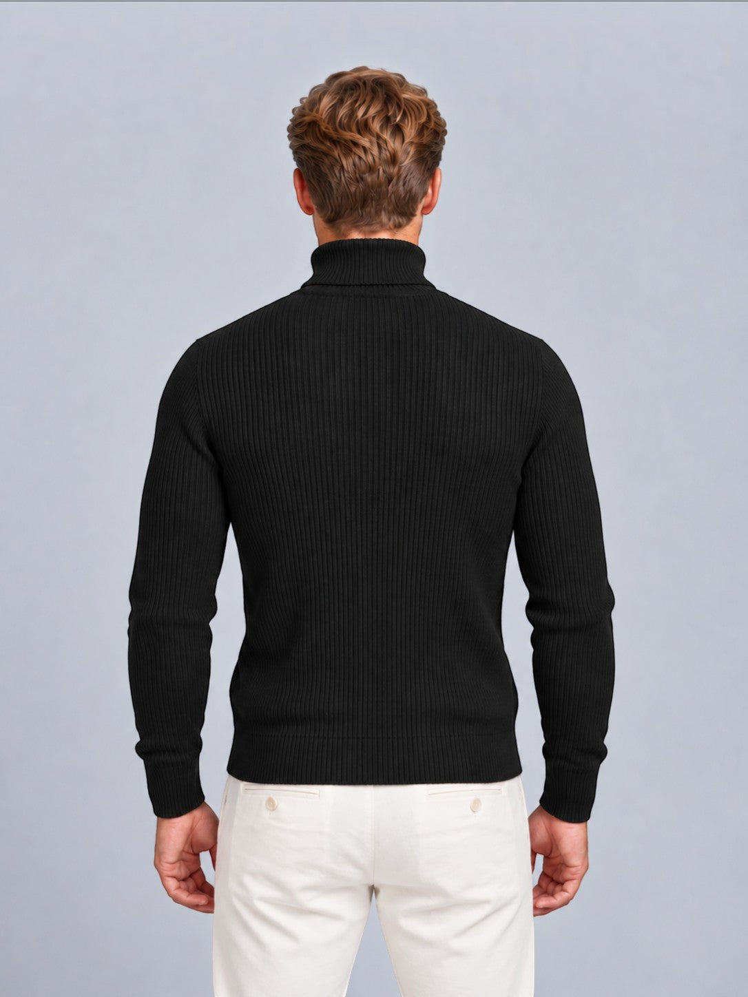 Jorvalore | Men’s Ribbed Roll-Neck Knit Jumper – Long Sleeve Winter Knitwear