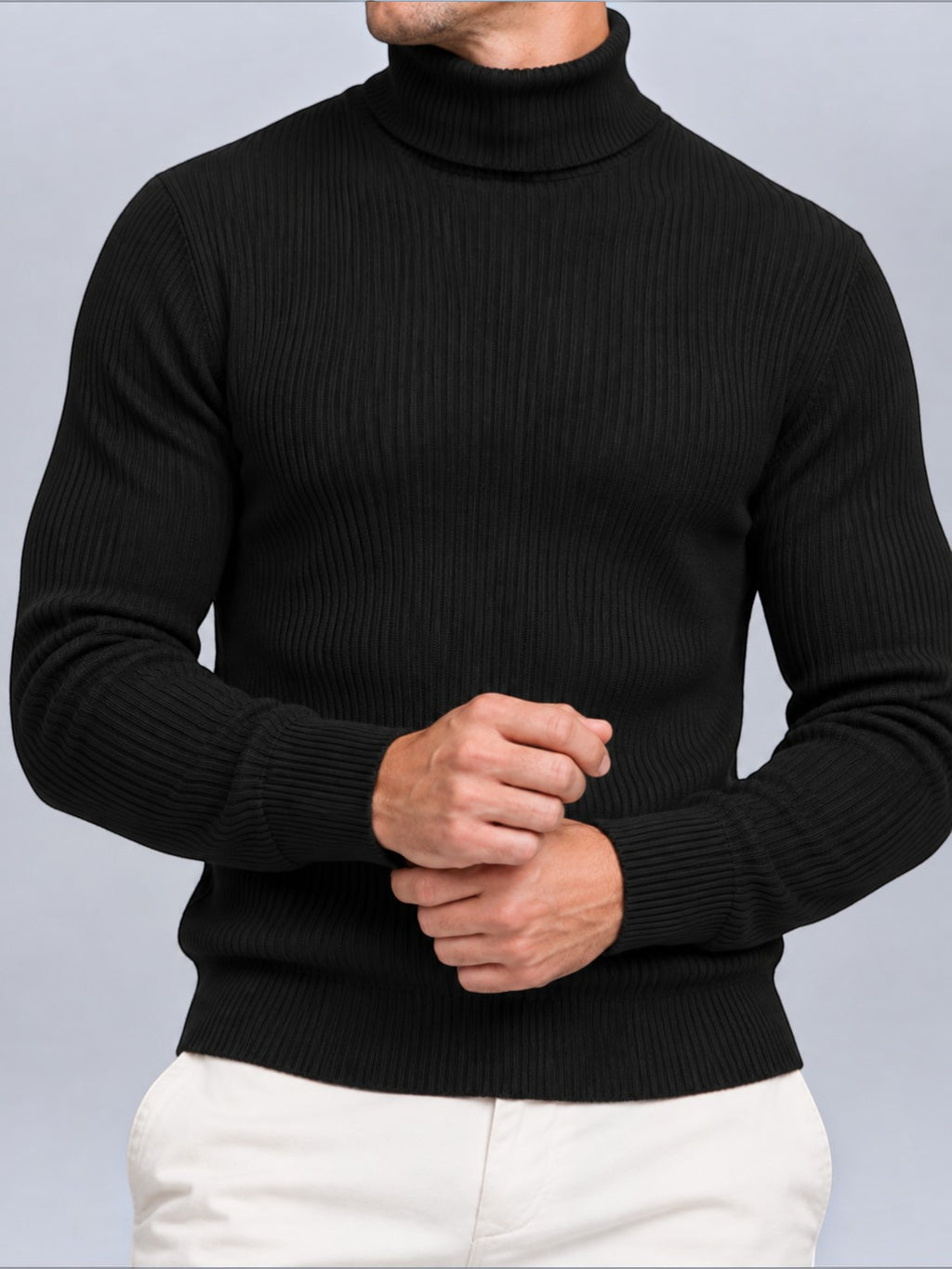 Jorvalore | Men’s Ribbed Roll-Neck Knit Jumper – Long Sleeve Winter Knitwear