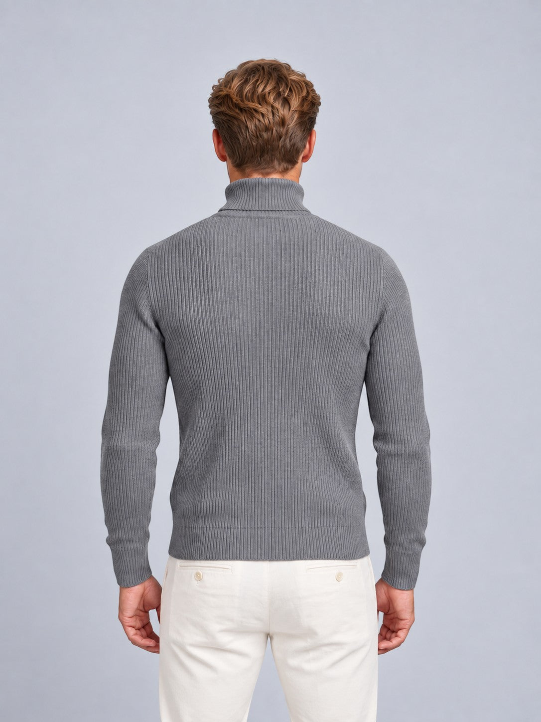 Jorvalore | Men’s Ribbed Roll-Neck Knit Jumper – Long Sleeve Winter Knitwear