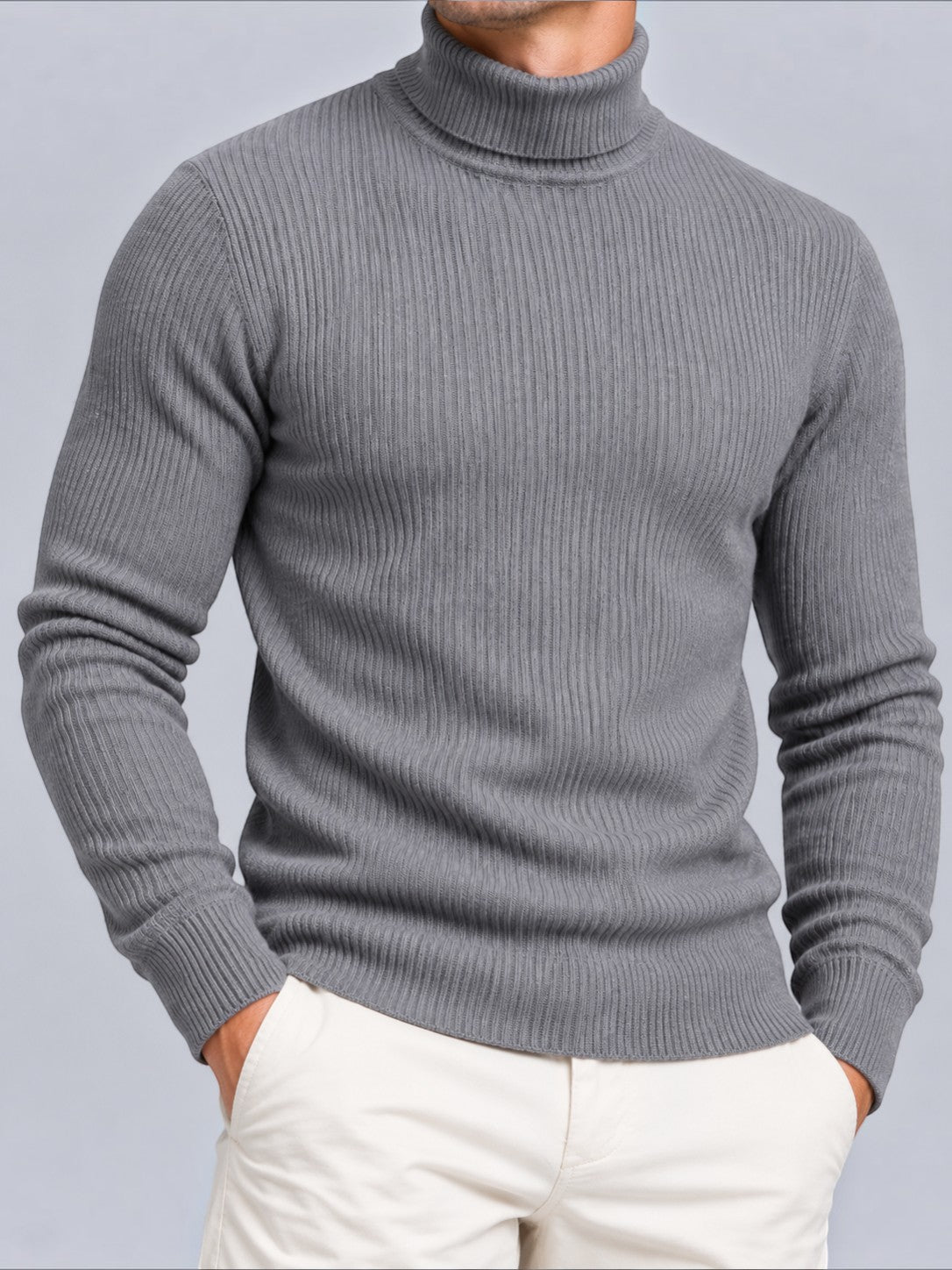 Jorvalore | Men’s Ribbed Roll-Neck Knit Jumper – Long Sleeve Winter Knitwear