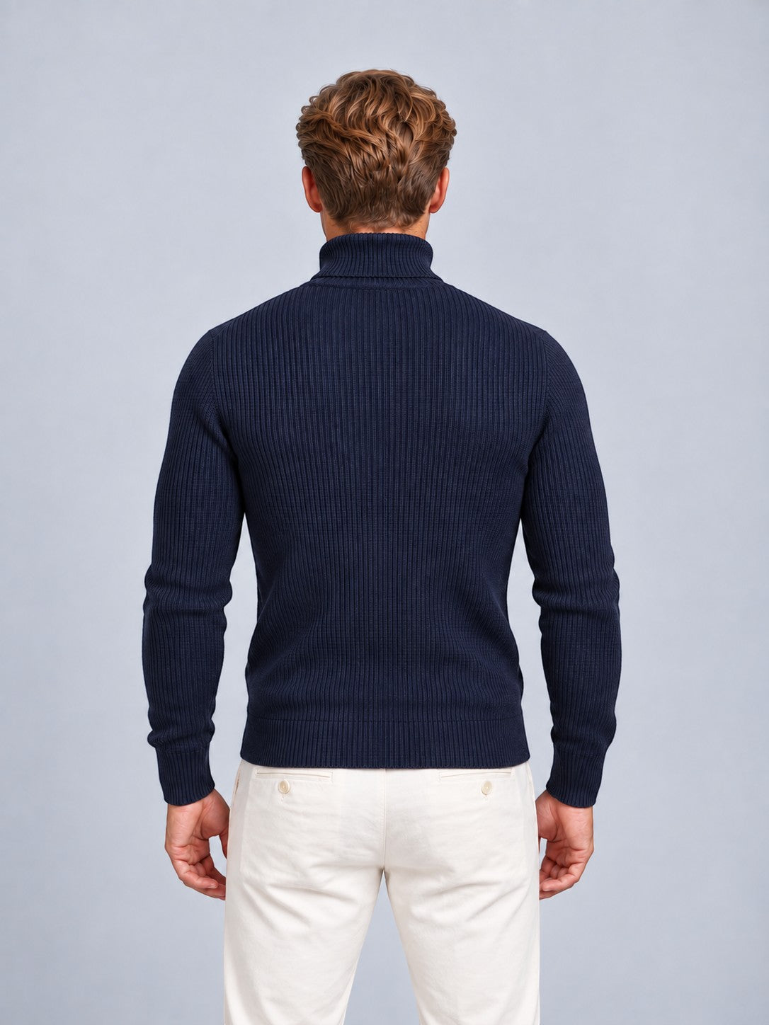 Jorvalore | Men’s Ribbed Roll-Neck Knit Jumper – Long Sleeve Winter Knitwear