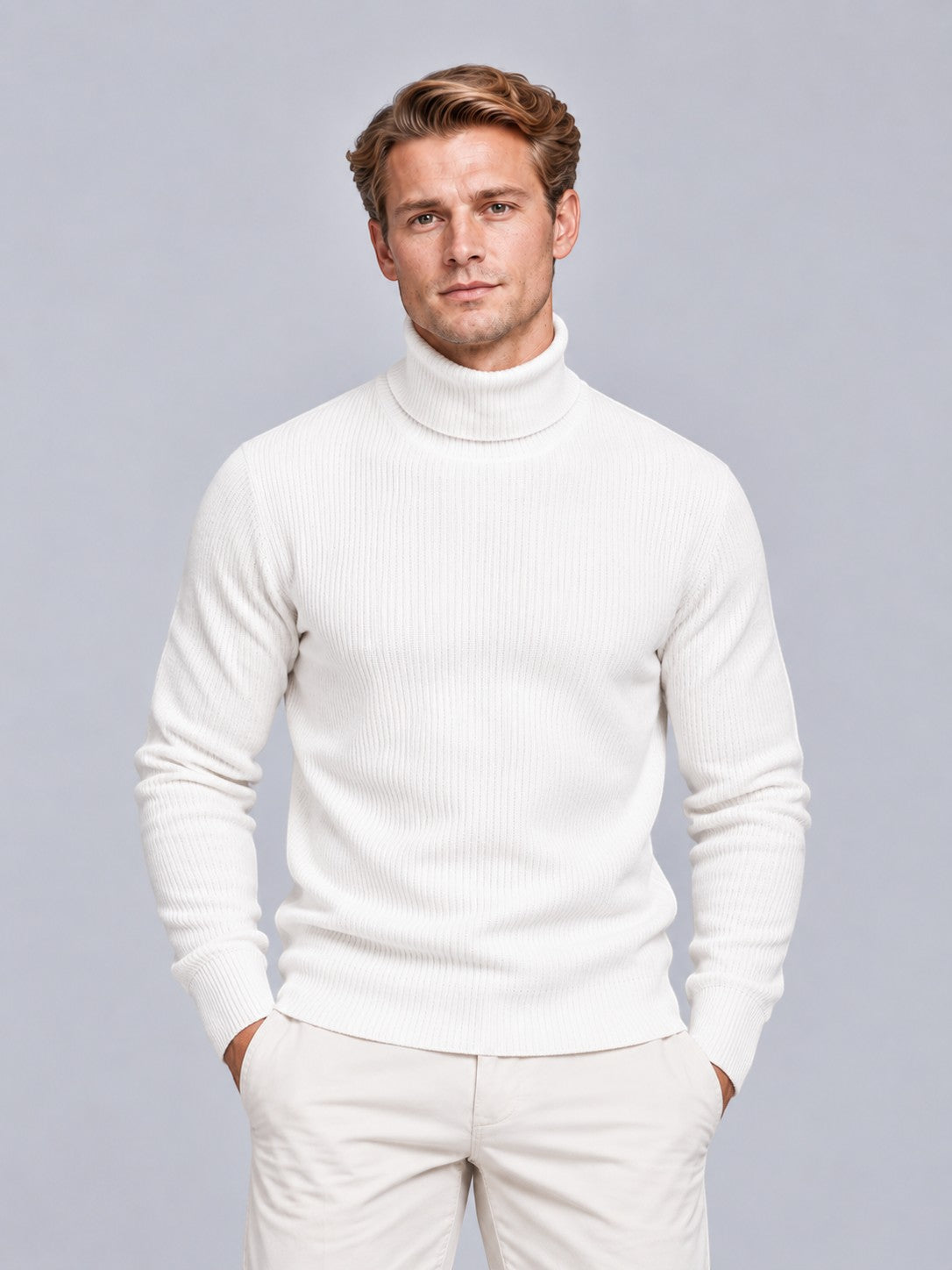Jorvalore | Men’s Ribbed Roll-Neck Knit Jumper – Long Sleeve Winter Knitwear