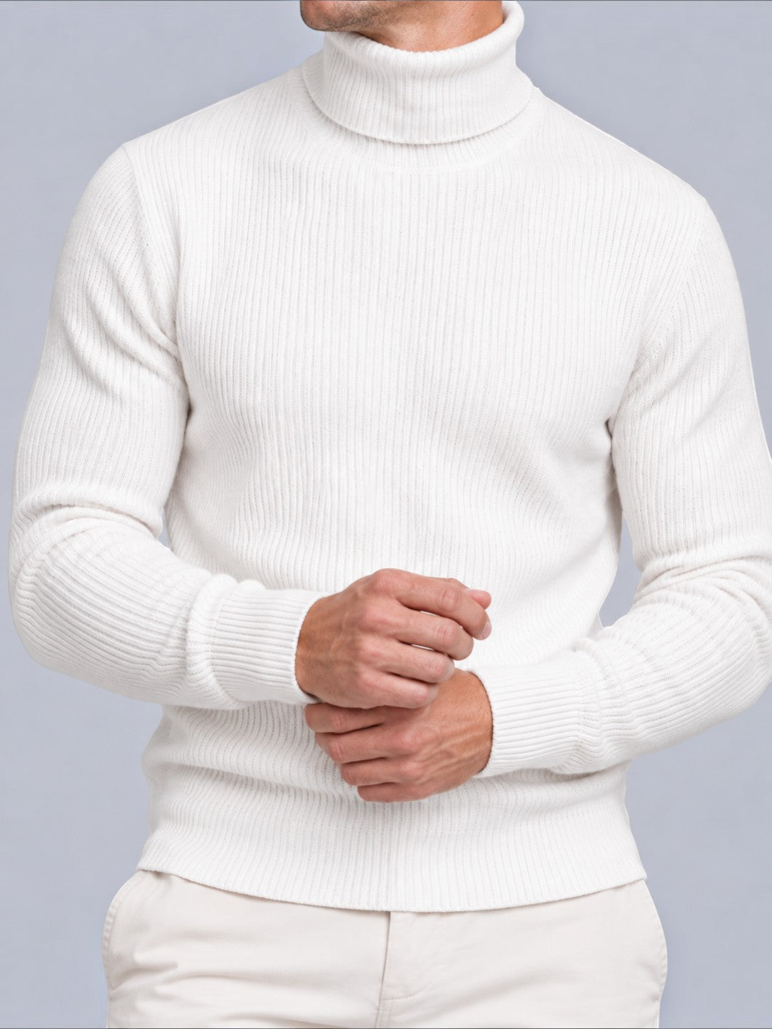 Jorvalore | Men’s Ribbed Roll-Neck Knit Jumper – Long Sleeve Winter Knitwear