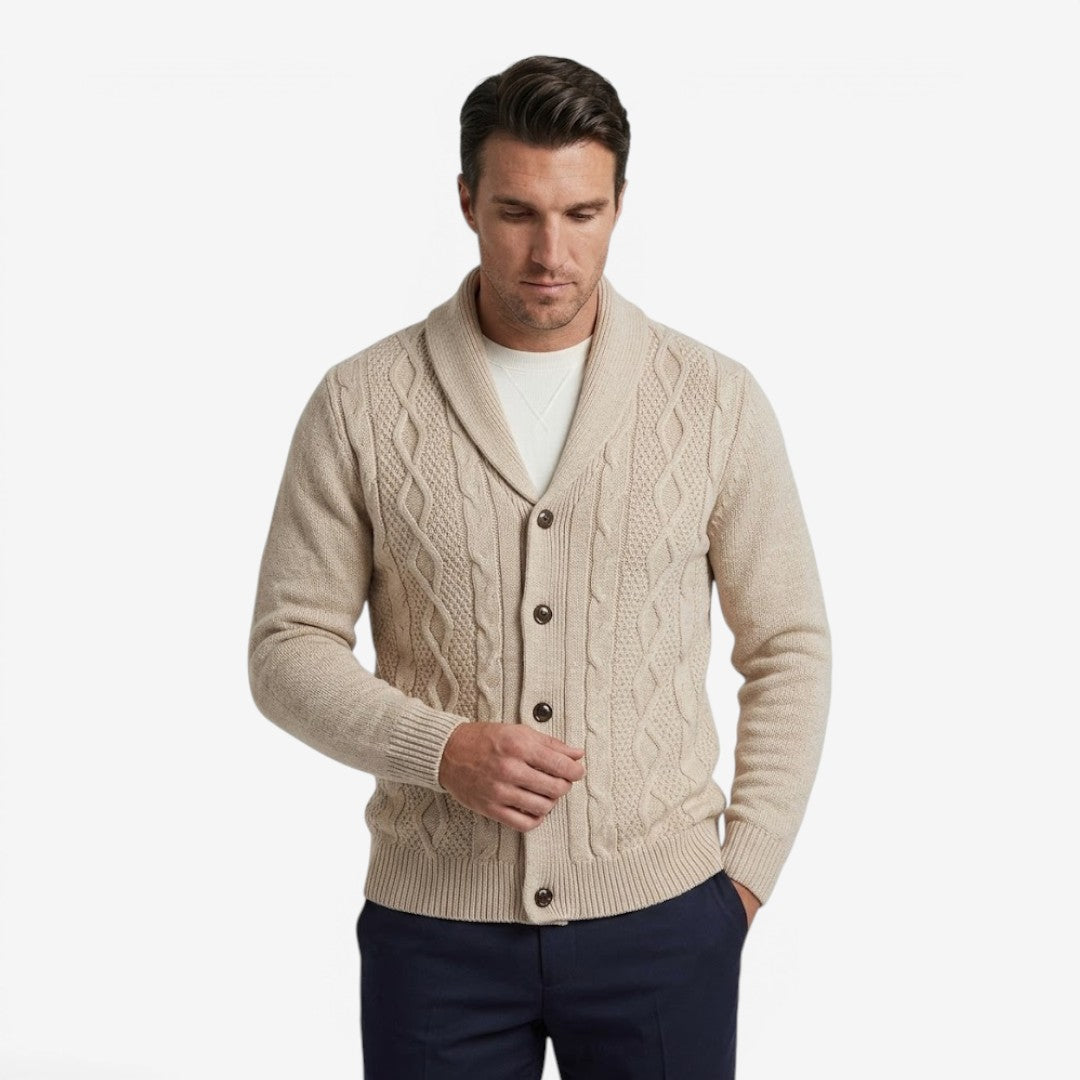 Jorvalore | Men's Shawl Collar Button-Up Cardigan for Winter
