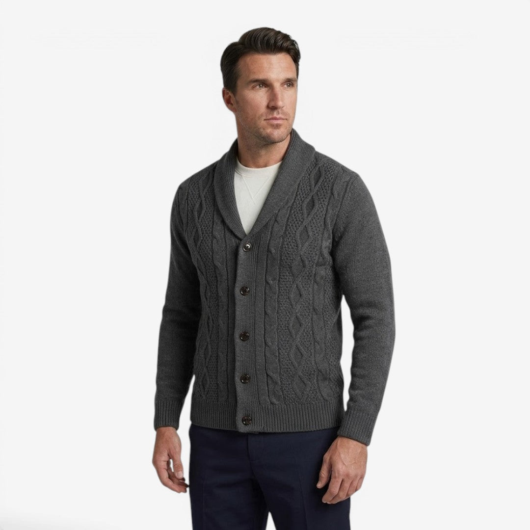 Jorvalore | Men's Shawl Collar Button-Up Cardigan for Winter