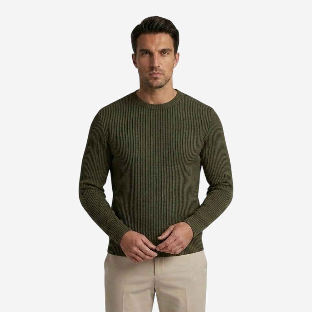 Jorvalore | Men's Striped Crew Neck Knit Jumper for Everyday Wear
