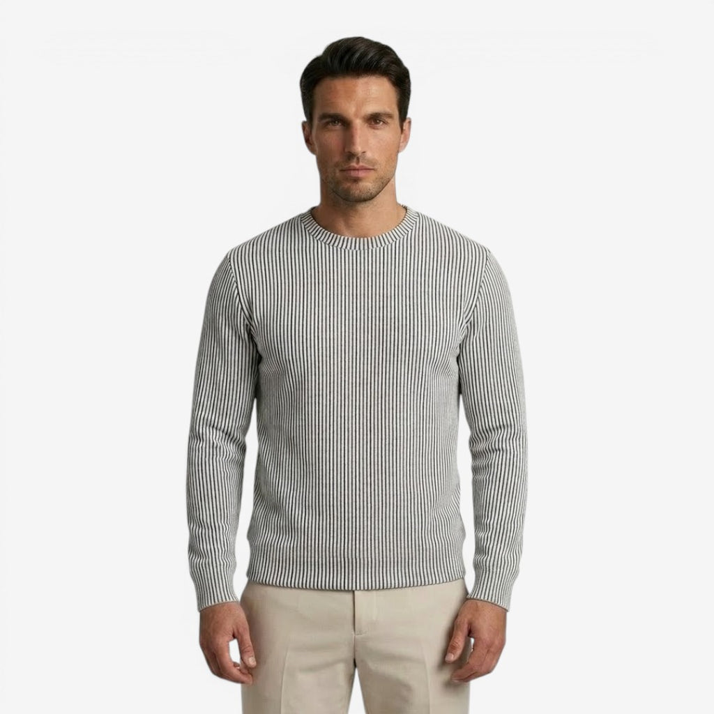 Jorvalore | Men's Striped Crew Neck Knit Jumper for Everyday Wear