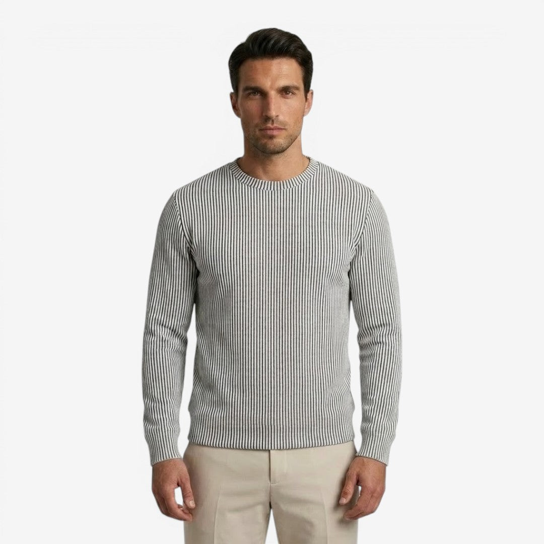 Jorvalore | Men's Striped Crew Neck Knit Jumper for Everyday Wear