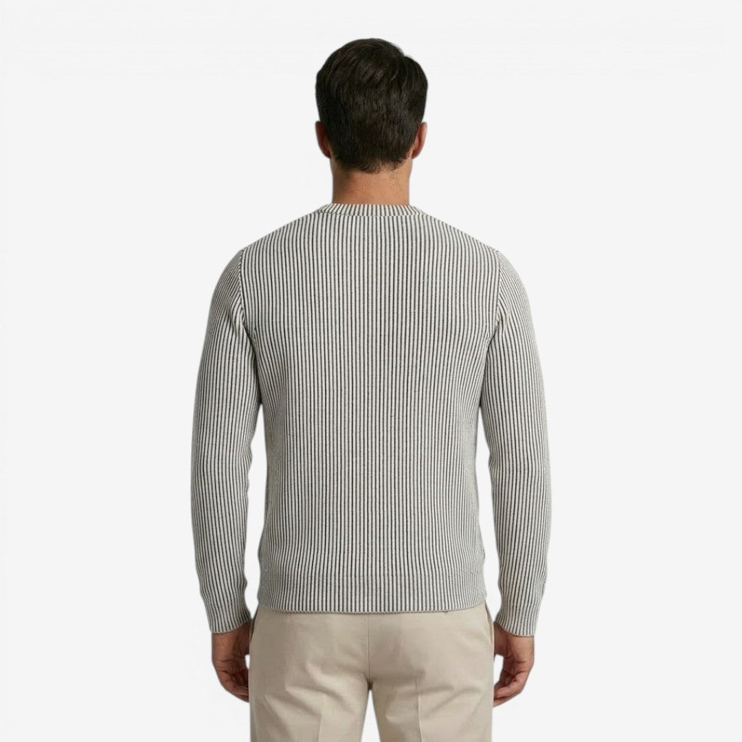 Jorvalore | Men's Striped Crew Neck Knit Jumper for Everyday Wear