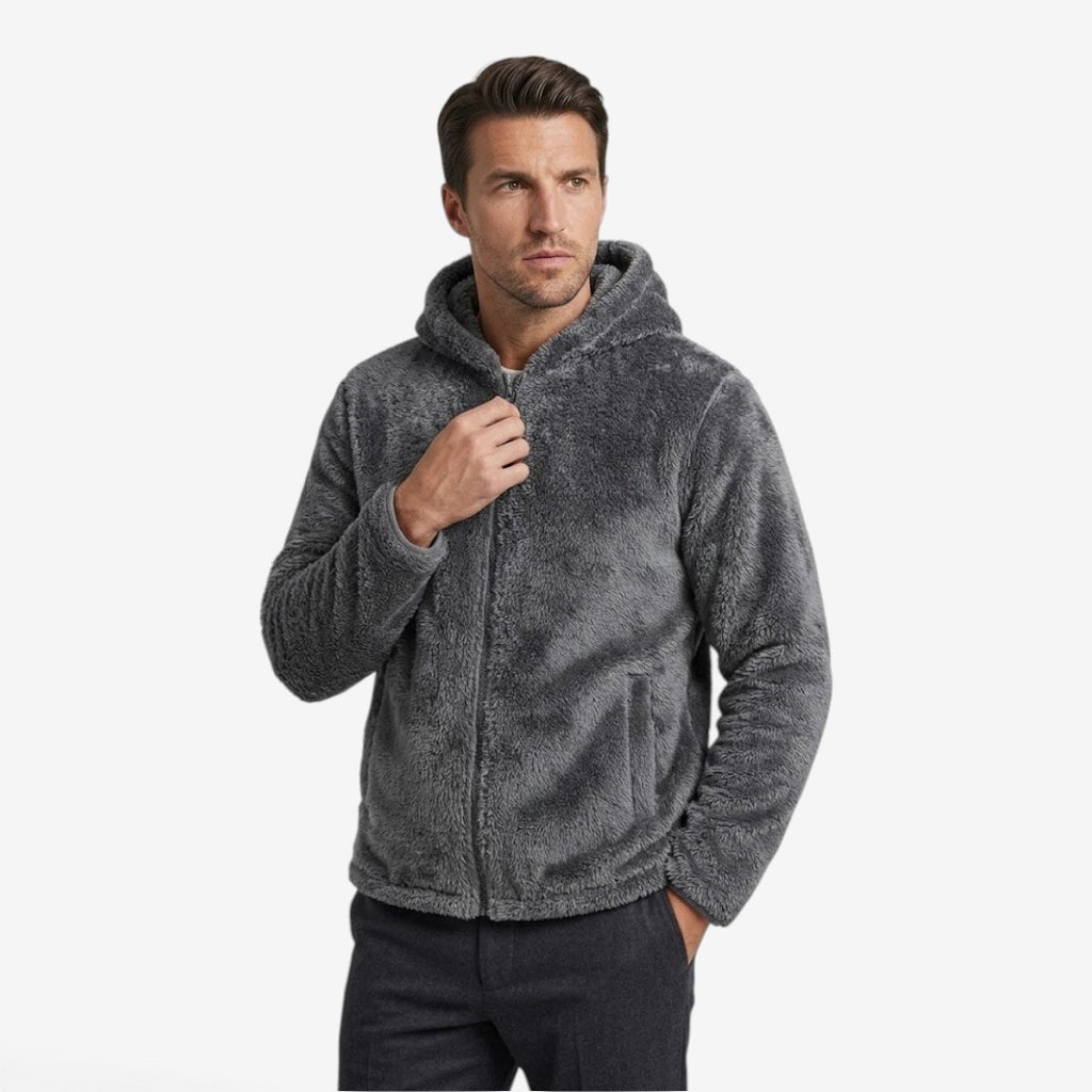 Jorvalore | Men's Teddy Fleece Jacket Warm Hooded Zip-Up Winter Coat