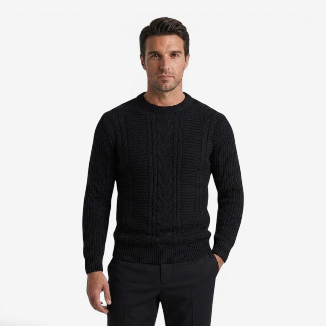 Jorvalore | Men's Textured Crew Neck Jumper Lightweight Knit