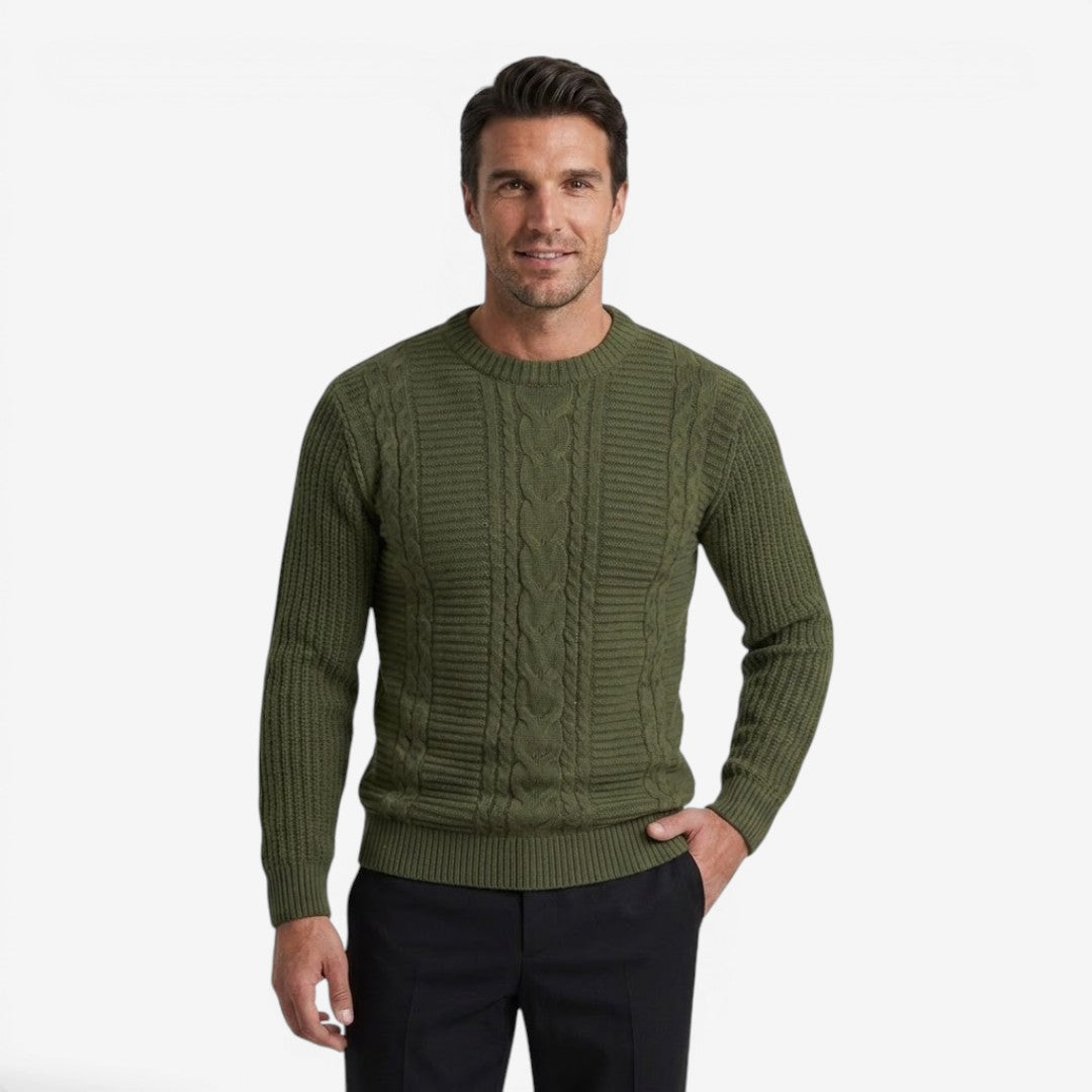 Jorvalore | Men's Textured Crew Neck Jumper Lightweight Knit