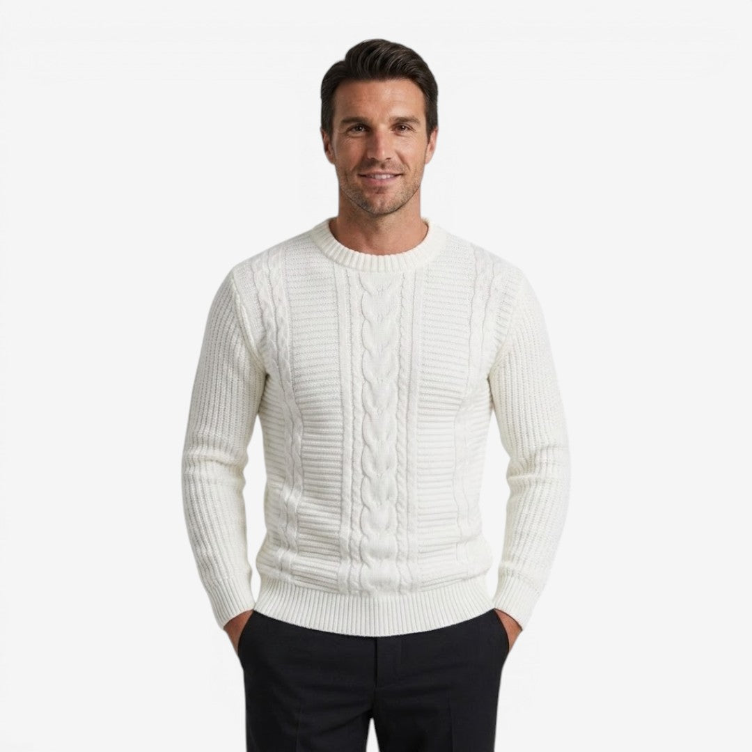 Jorvalore | Men's Textured Crew Neck Jumper Lightweight Knit