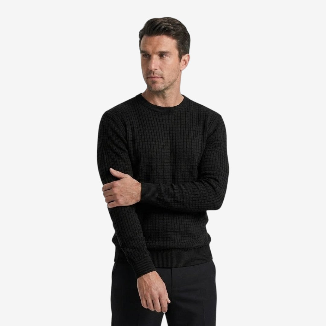 Jorvalore | Men’s Textured Knit Crew-Neck Jumper Classic Fit