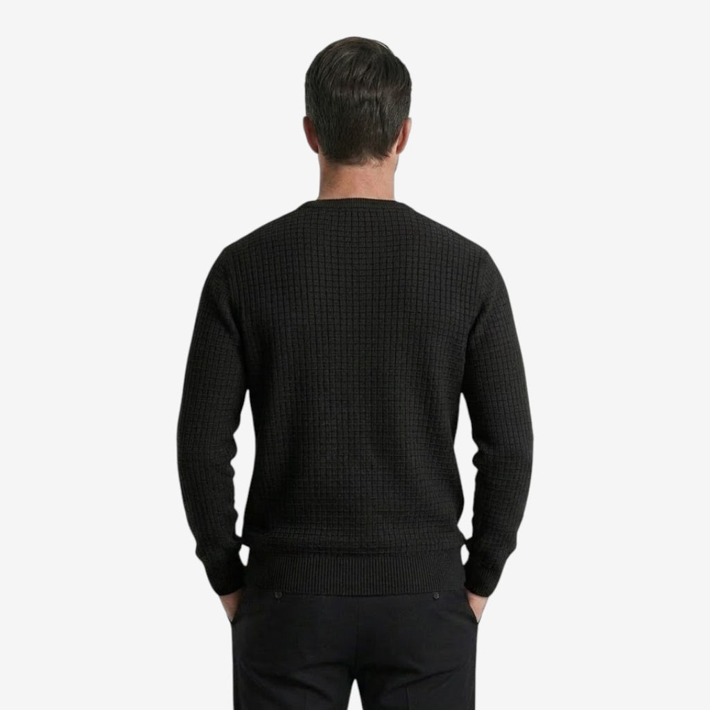Jorvalore | Men’s Textured Knit Crew-Neck Jumper Classic Fit
