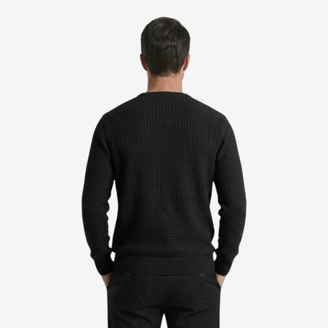 Jorvalore | Men’s Textured Knit Crew-Neck Jumper Classic Fit