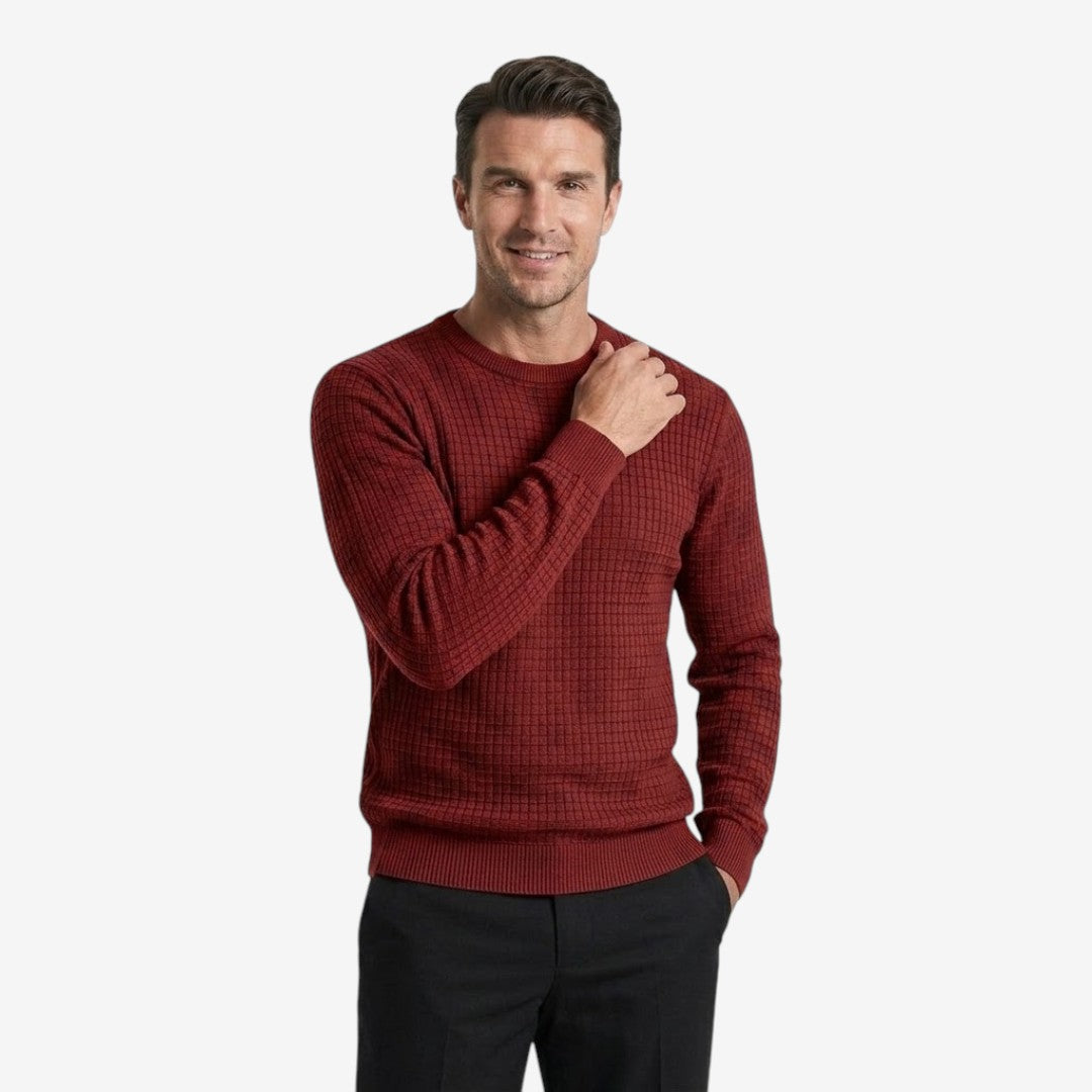 Jorvalore | Men’s Textured Knit Crew-Neck Jumper Classic Fit